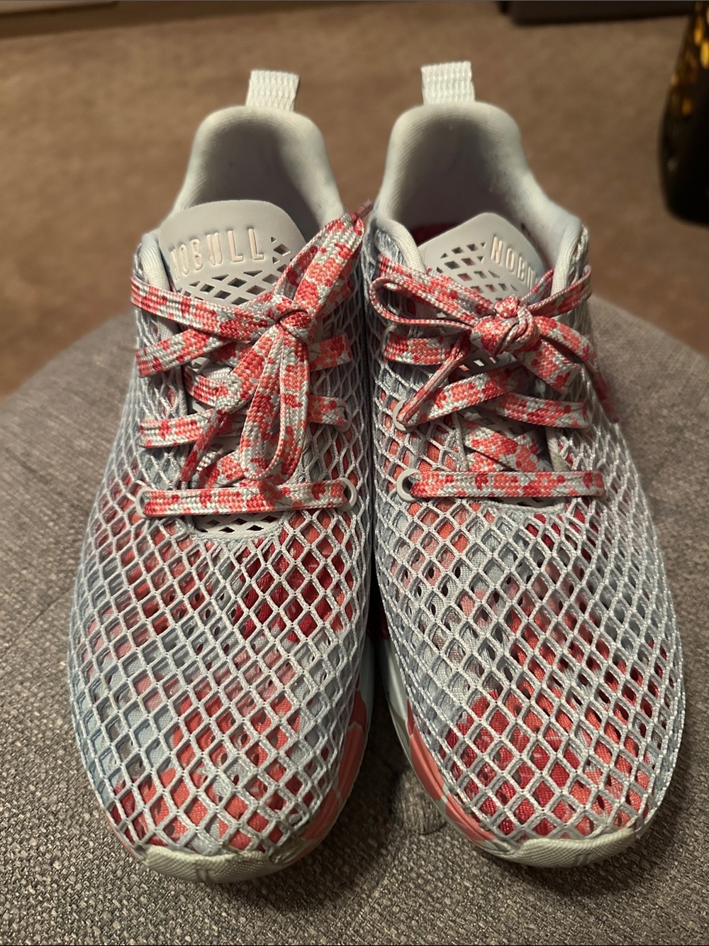 NOBULL Women's Coral & Light Gray Mesh Sneakers